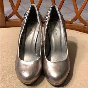 Dark silver studded heels